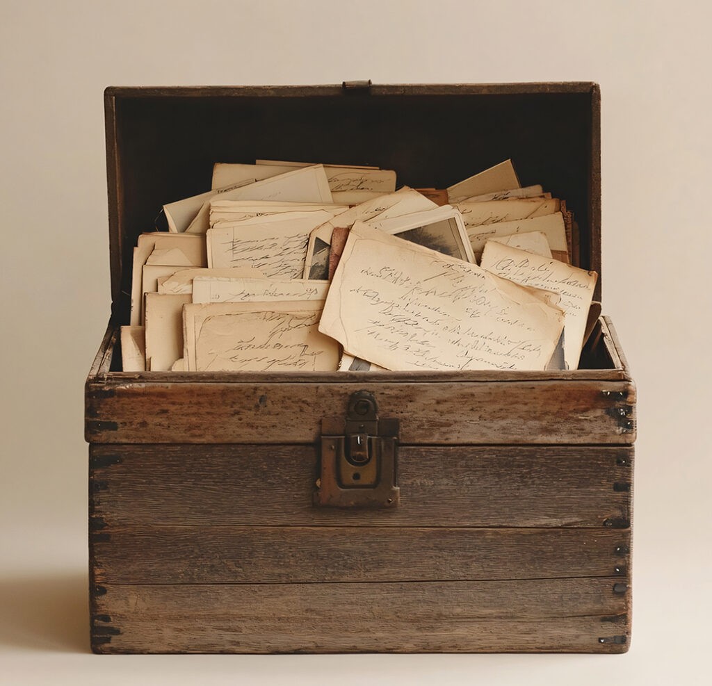 vintage chest full of love letters
